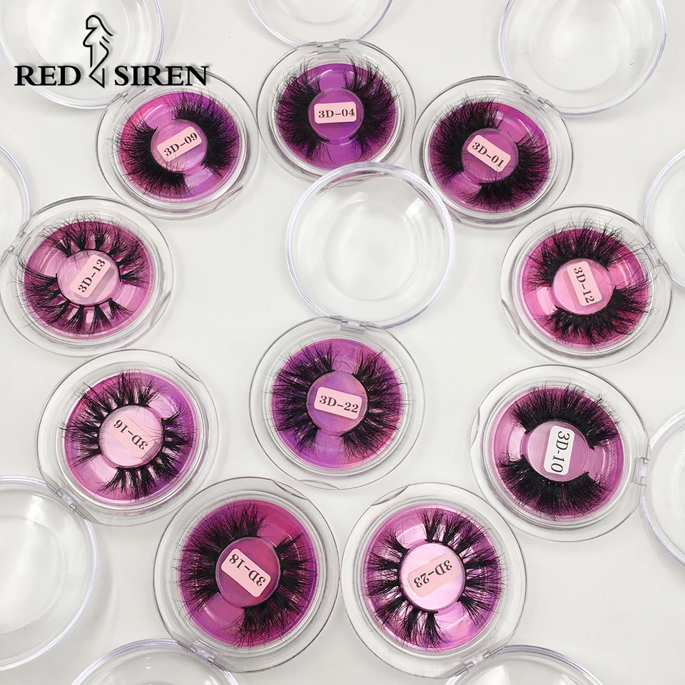 RED SIREN Fluffy Messy Lashes 25mm False Eyelashes Wholesale Thick Strip 25mm 3D Mink Lashes Makeup Dramatic Long Mink Lashes