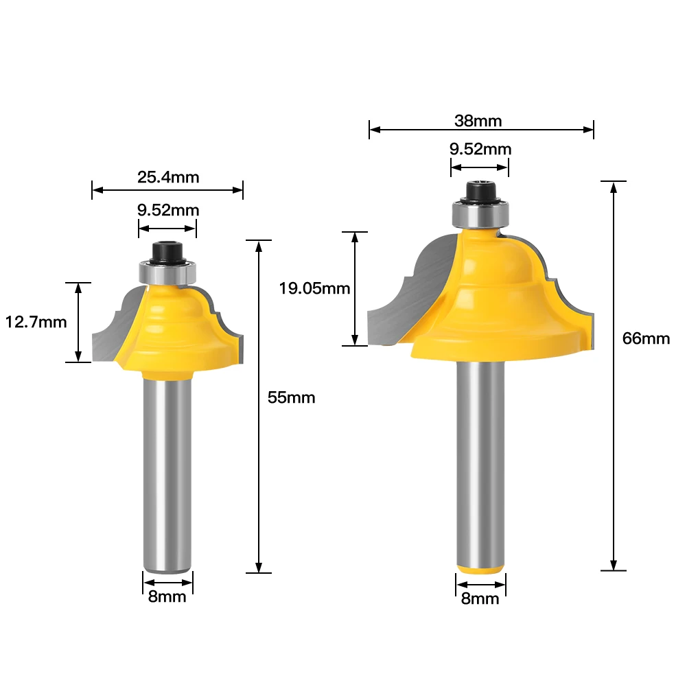 8mm shank Corner Round Over Router Bit with BearingMilling Cutter for Wood Woodwork Tungsten Carbide