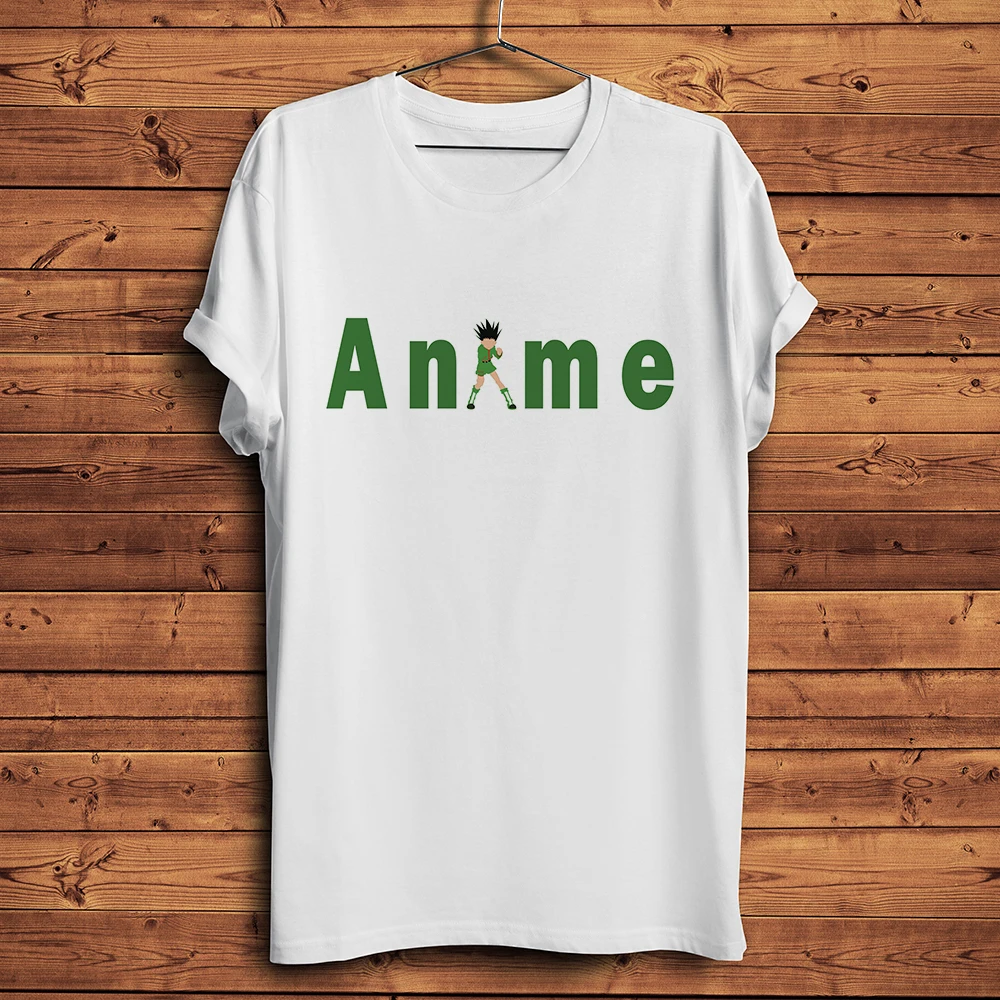 Hunter Gon Funny Anime Letter Print t shirt Men Homme New White Short sleeve Casual Tshirt Unisex Streetwear Otaku Tee