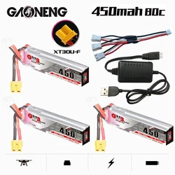 GNB HV Lipo 배터리 및 충전기 XT30U-F 플러그, iFlight CineBee Happymodel Crux3 BetaFPV FPV 레이싱 드론용, 7.6V, 2S, 450Mah, 80C, 160C