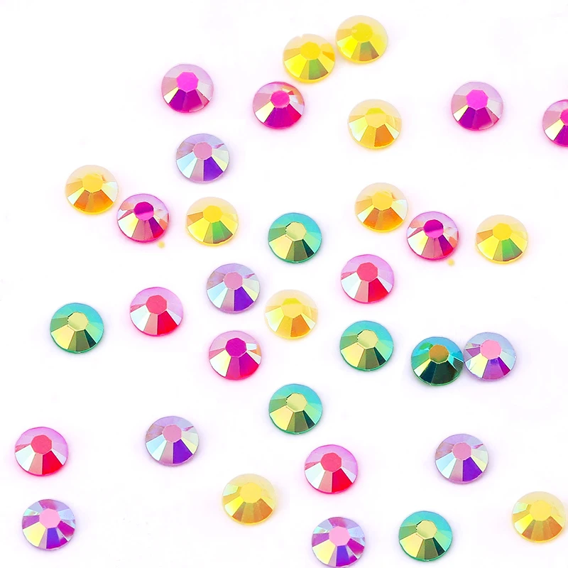 3/4mm Jelly Color Glitter Resin Rhinestones Glue On Crystal Nail Gems for Clothing Decorations Diamond Rhinestones Accessories