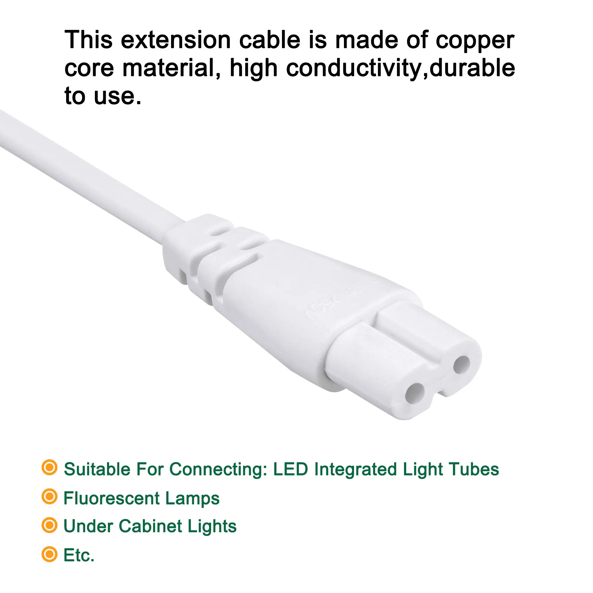 4Pcs T5 LED Tube Connector Cable 2 Pin 50CM Male to Female Extension Cord For Integrated LED Fluorescent Tube Light Bulb