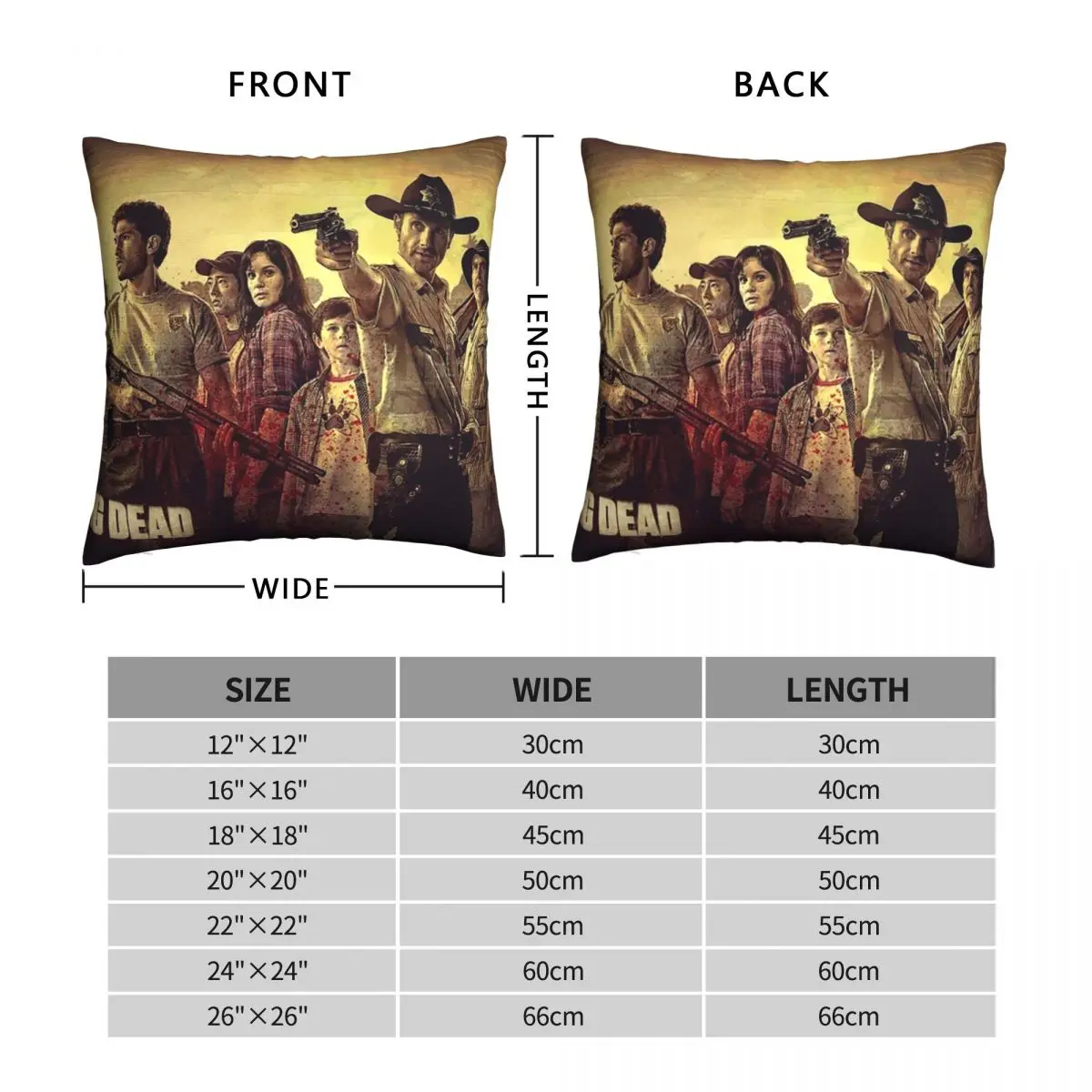 The Walking Dead Square Pillow Case Horror Movie Zombies Cushion Cover Creative Zipper Decor Throw Pillow Case Cover for Car