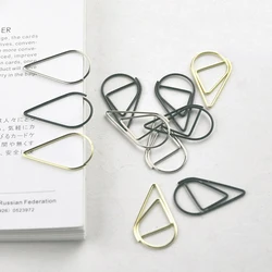 50 Pieces Metal Material Drop Shape Paper Clips Gold Silver Color Kawaii Cute Bookmark Clip Stationery Office School Supplies