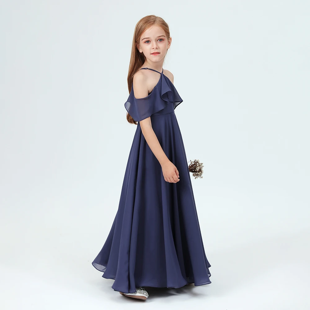 Chiffon Junior Bruidsmeisje Jurk Bruiloft Verjaardagsavond Feest Feest Feest Feest Feest Prom Evenement Banketbal Voor Kinderen