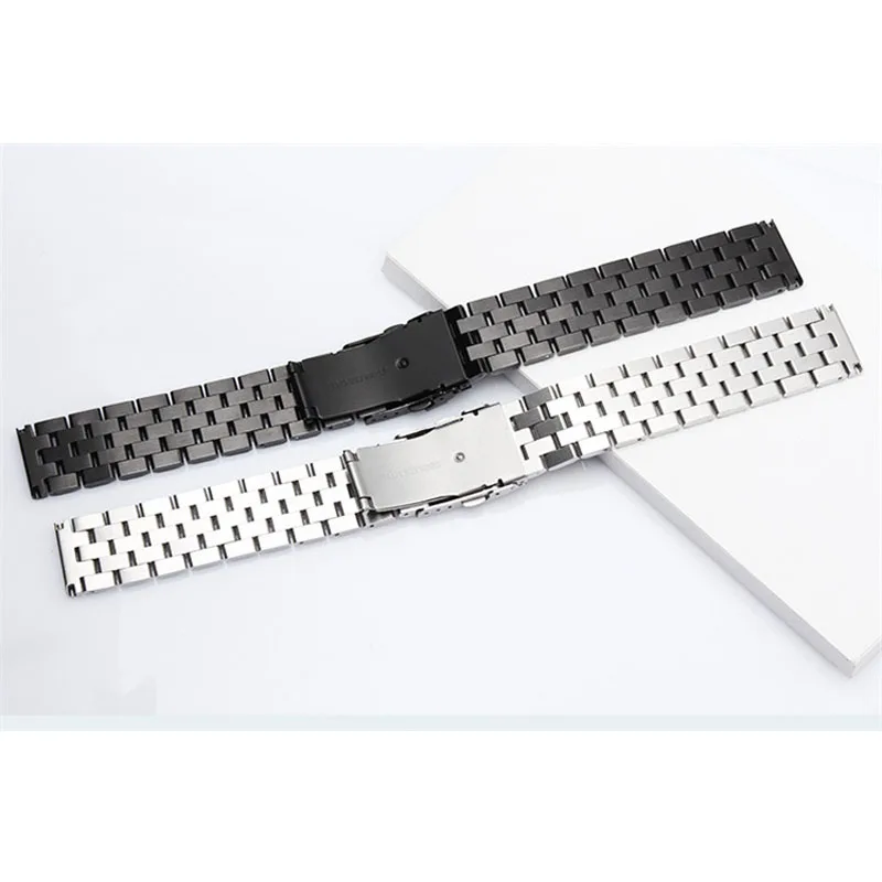 18mm 20mm 22mm 24mm 26mm Stainless Steel Watch Band Silver Black Metal Watch Strap Women Men Wrist Bracelet Watchband with Tool