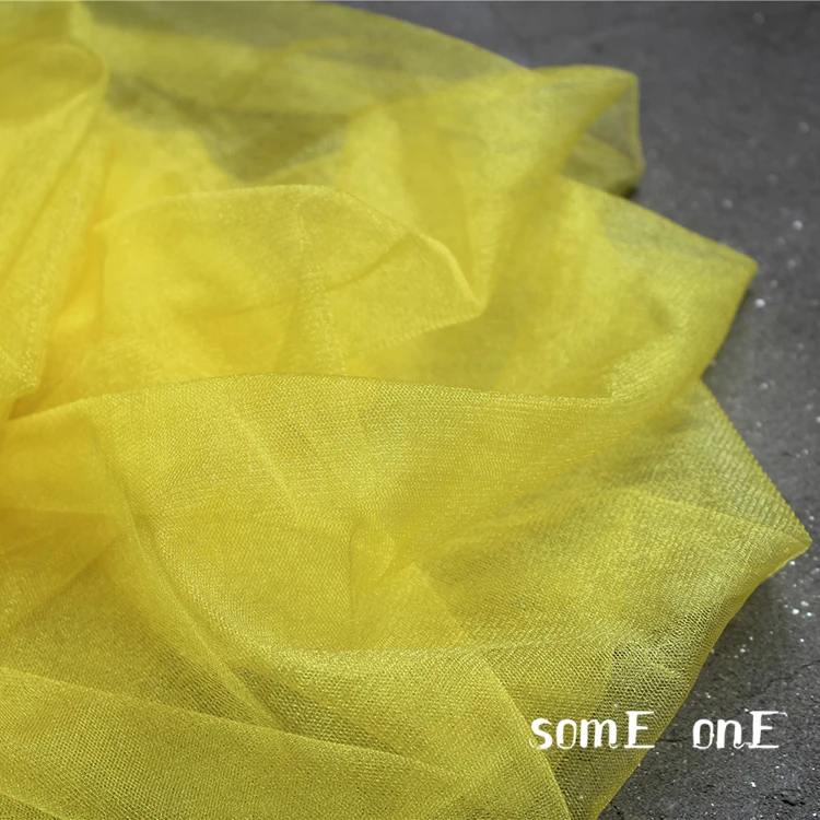 Pearlescent Mesh Tulle Fabric Yellow DIY Background Decor Scarf Headdress Veil Summer Skirt Wedding Dress Designer Fabric