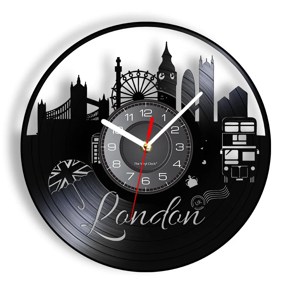 England London Big Ben Tower Bridge Modern Wall Clock UK Architecture Landscape Vinyl Record Home Decor View Craft Hanging Watch