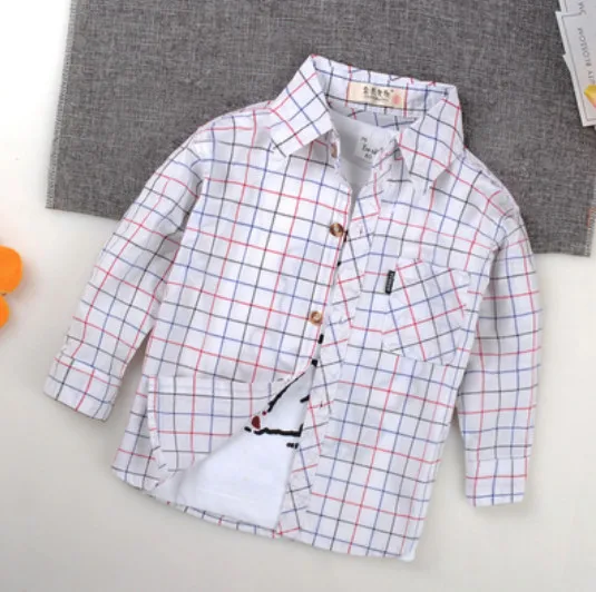 Hot Baby Boys Shirts Kids Fashion Boy Girls Cotton Tops Clothes For Spring Autumn Plaid Blouse Shirt For Children 1-10T