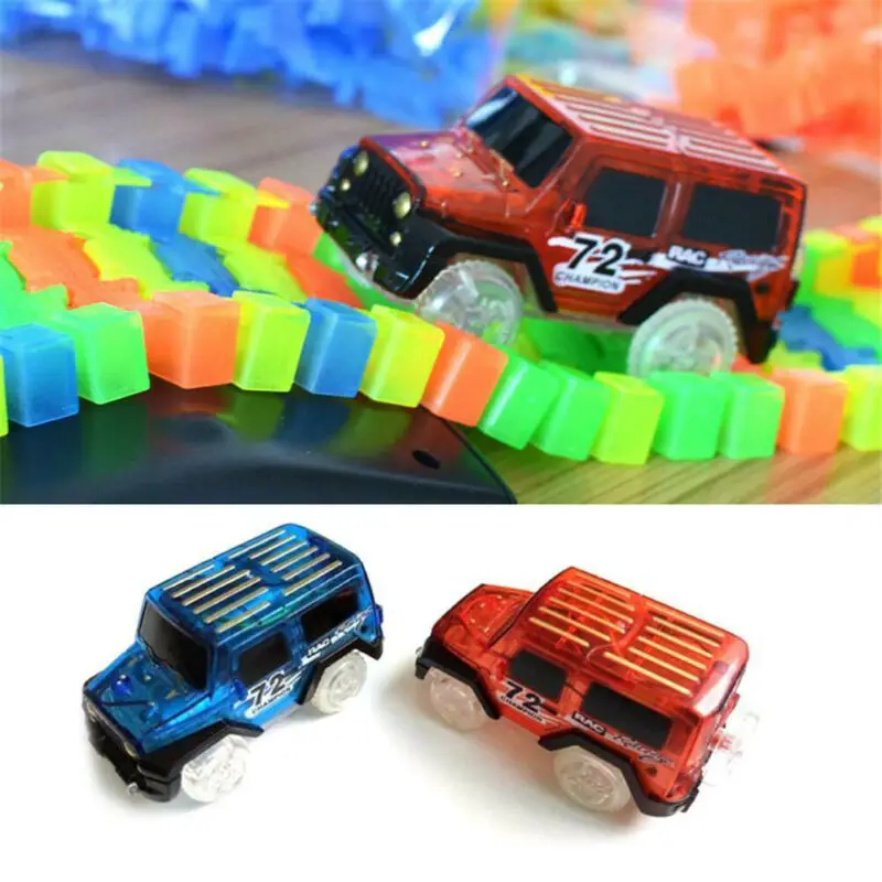 

Mini Race Tracks LED Car Toys Flashing Lights Car Play In The Glow Track Flexible Racing Cars For Children's Birthday Gifts