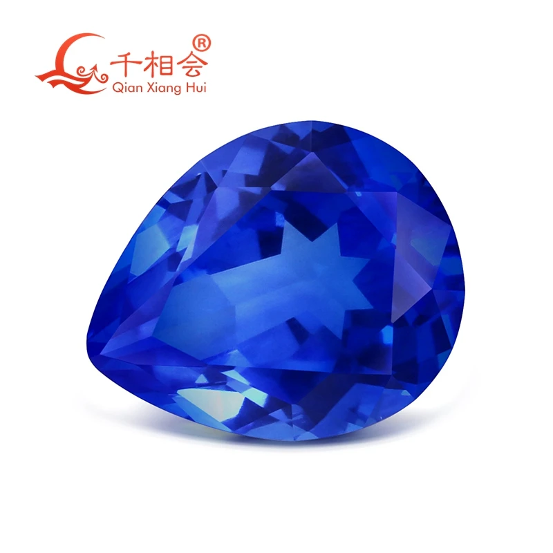 Artificial Cobalt Spinel blue color Pear Shape 10x12mm 4.77ct Natural cut gem stone for jewelry making