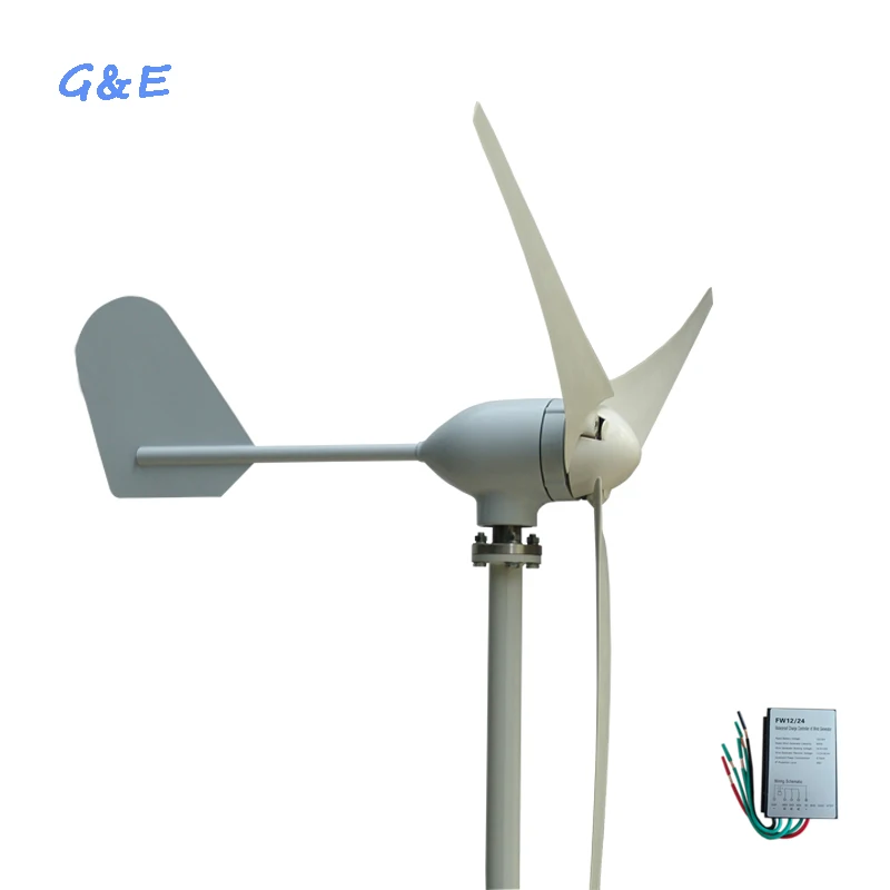 

Real 500W 12V 24V 48V 3 5 6 Blades Horizontal Wind Turbine Generator With DC Controller