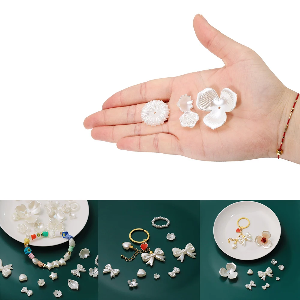 

20Pcs/Lot Acrylic Flowers Imitation Pearl Beads Charm Beads for DIY Earrings Bracelet Necklace Jewelry Making Accessories