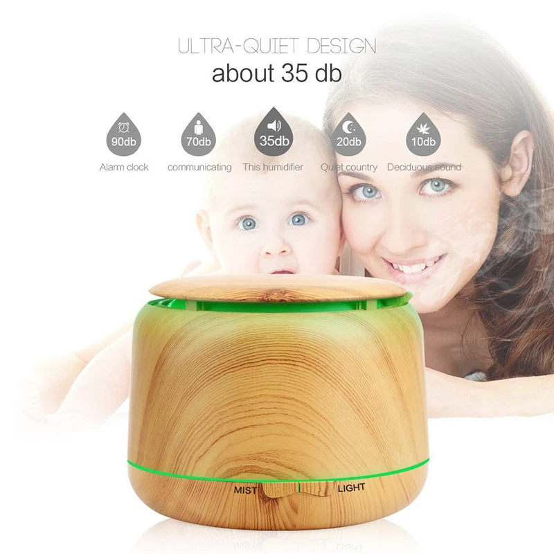 JKO 250ML Electric Humidifier Essential Aroma Oil Diffuser Ultrasonic Xiomi Wood Grain Air Humidifier USB Mist  LED Light