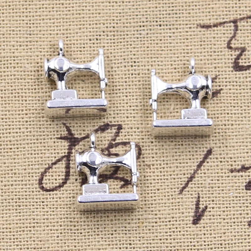 12pcs Charms Sewing Machine 15x12mm Antique,Zinc Alloy Pendant fit,Vintage Tibetan Bronze Silver Color DIY For Bracelet Necklace