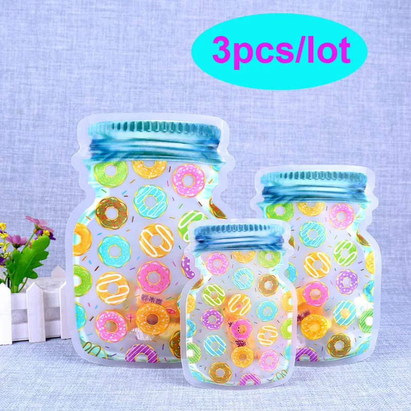 Reusable Mason Jar Zipper Bags Nuts Candy Cookies Bag Waterproof Seal Fresh Food Storage Bag Snack Sandwich ZipLock Bag For Food