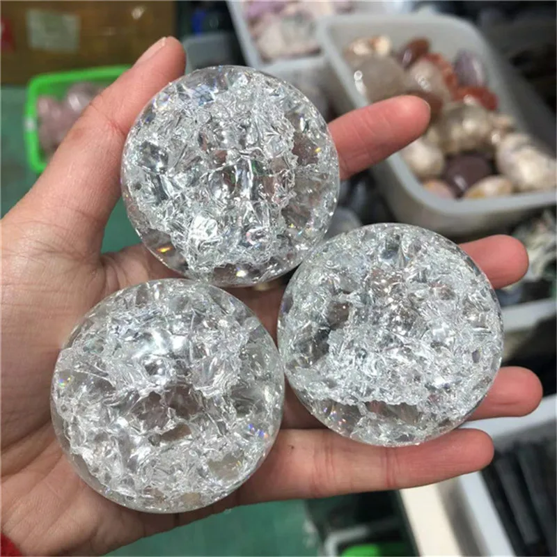 Polished Crack Glass Ball Crystal Healing Stones For Sale