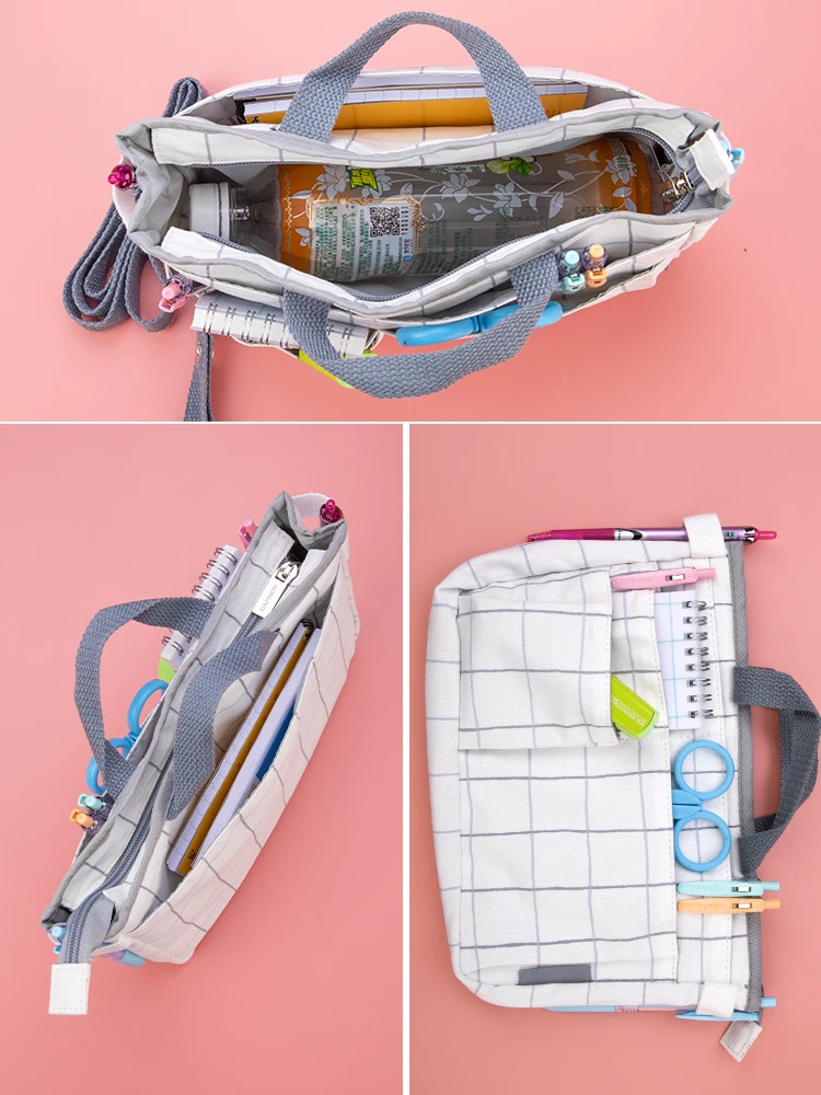 1pc KOKUYO Line Field Series Pencil Bag Simple Design Large-capacity Messenger Bag Cosmetic Pouch Stationery Storage Bag