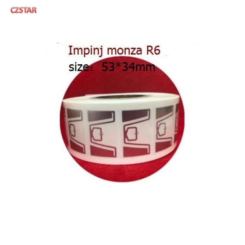 

100 шт. Impinj Monza R6 uhf RFID-метка, наклейки, клейкая этикетка с мокрой инкрустацией, 860-960 МГц, 53*34 мм, всенаправленная 3D-антенна, UHF RFID-метка