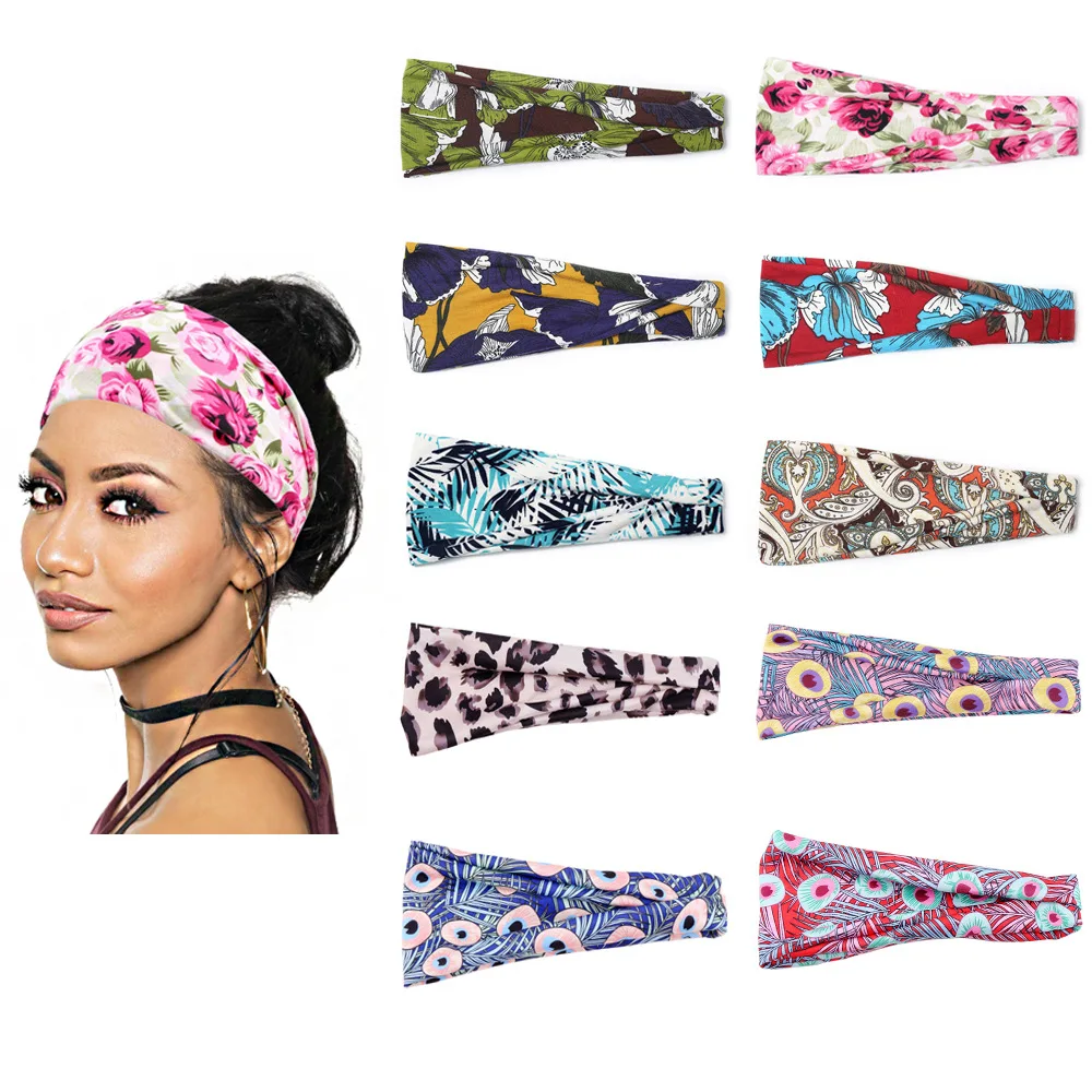 

Women Sport Headband Paisley Fashion Color Polyester Workout Multi Coloured Elastic Hair Bands