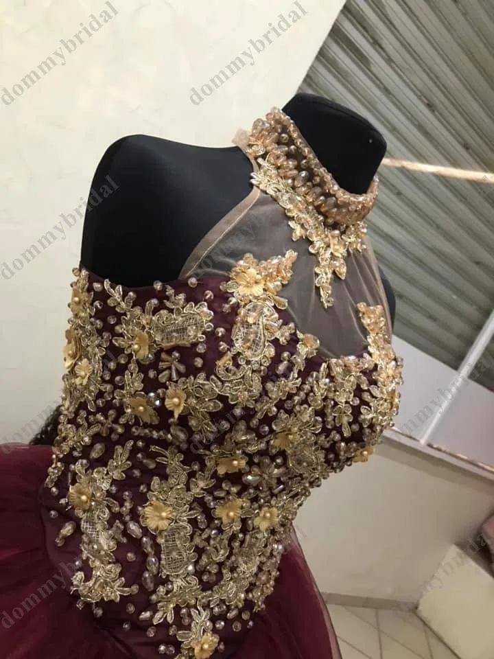 Vestidos de quinceañera con diamantes de imitación dorados Vintage, vestidos de quinceañera baratos, flores florales 3D, encaje de tul para fiesta de regreso a casa, vestido de graduación 15