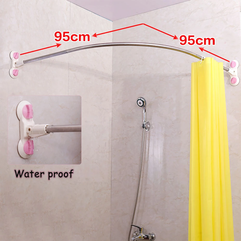 Imagem -04 - Curved Corner Shower Curtain Tube para Banheiro Ventosas Aço Inoxidável Haste sem Perfuração