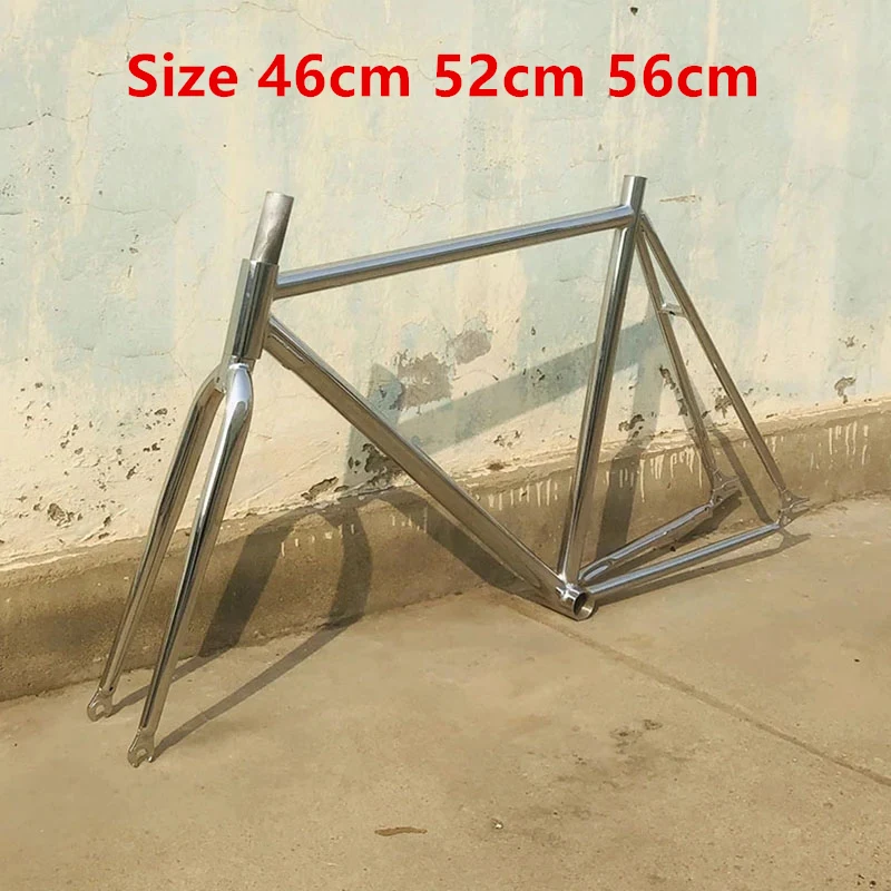 Retro Bike Frame Single Speed Bicycle Frameset Steel Material Fixie Commuter Cycling Parts Vintage Silver Color