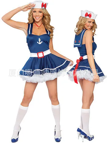 Sailor Costumes cosplay Women Uniform Halloween Role Play Blue Navy dresses Party Short clubdress Fancy dress JY152