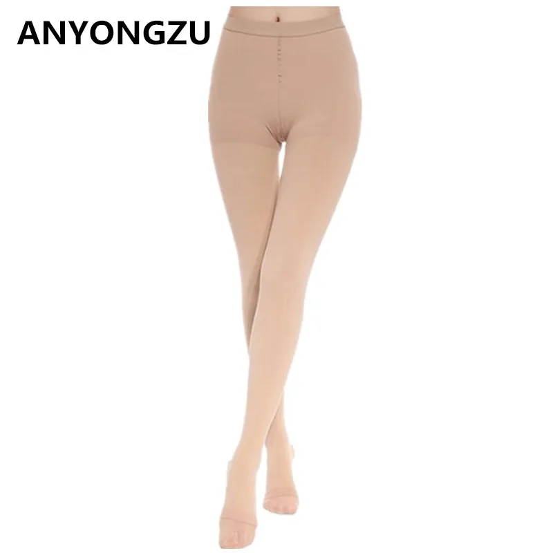 

ANYONGZU Professional Medical Strong Compression Pantyhose Elastic Covered Toes Open Prevent Varicose Veins Stockings 30-40mmHg