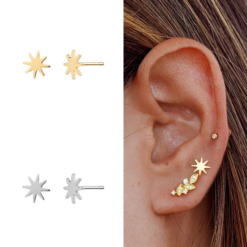 

CRMYA Silver Gold Plated Stud Earrings For Women Star Piercing Ear Christmas Earring Girls Gift Jewelry Wholesale Bijoux