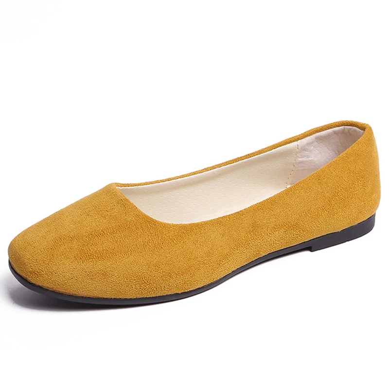 2023 primavera autunno mocassini in finta pelle scamosciata scarpe Color caramella donna ballerine Slip On scarpe da donna scarpe da barca con punta