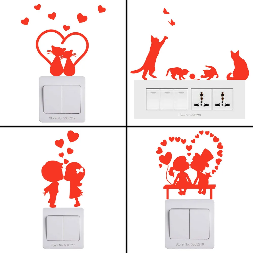Wall Switch Decoration Luminous Stickers Cat/Fairy/Strip/Bulb/Gecko/Dinosaur/Football/Elephant/Moon Stars/Rocket/Ring the Bell..