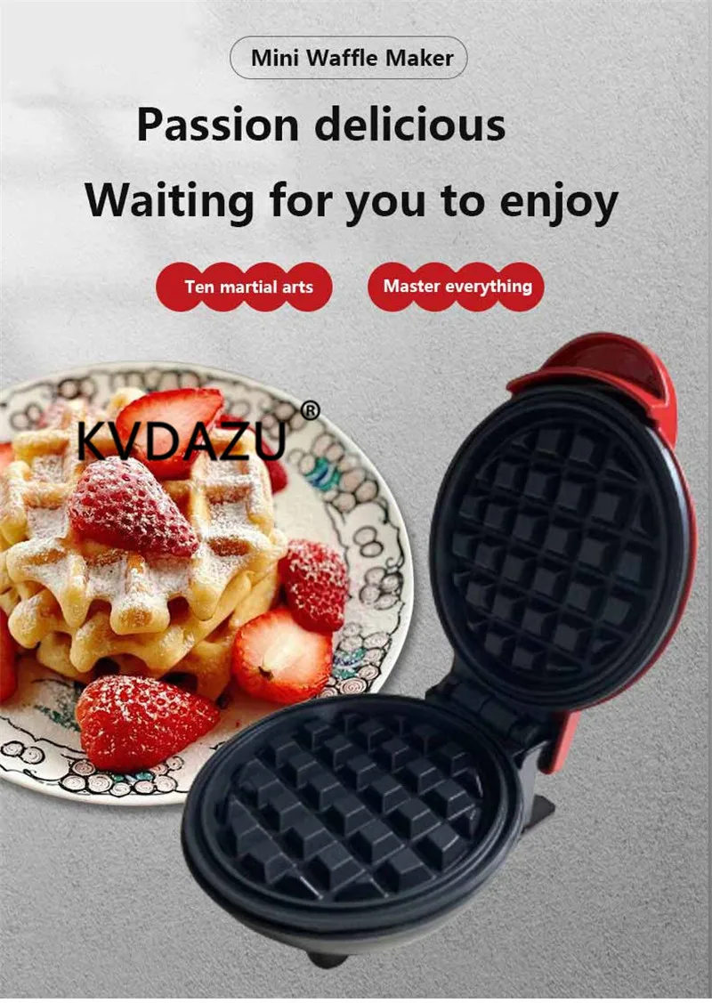 Многофункциональная Бытовая вафельница 220 В, мини-вафельница для завтрака