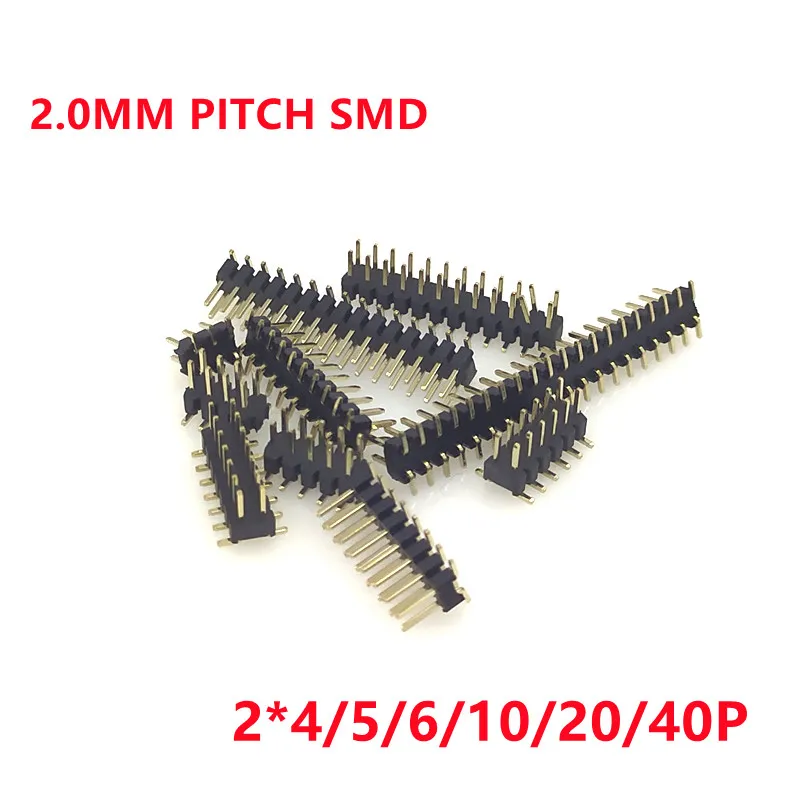 10PCS 2.0mm Pitch Double Row Male Pin Header SMD SMT 2*4/5/6/8/10/20/40pin Strip Pinheader Connector