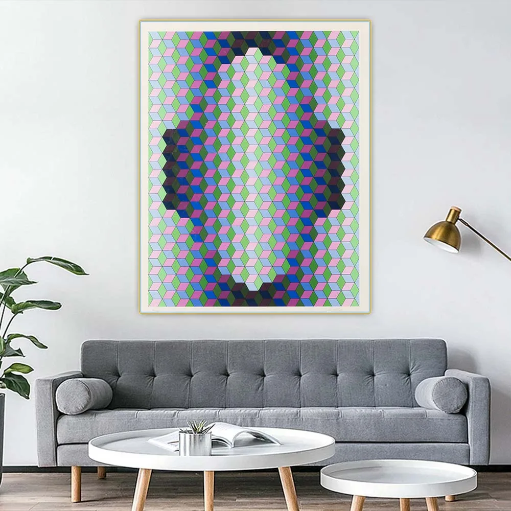 

Untitled I by Victor Vasarely Optical Visual Art Canvas Oil Painting Aesthetics Picture Art Wall Hanging Decor Home Decoration