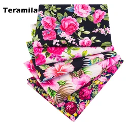 Poplin Cotton Fabric Rose Printed Bright Vintage Liberty For Sewing Womens Dresses Patchwork Fabircs By Half Meter 50x145cm