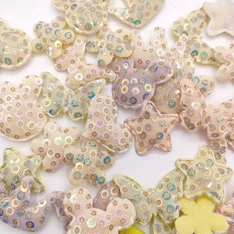 30PCS/lot Multi style Padded Applique Crafts for Garment Accessories And Girl Hair clip Decoration