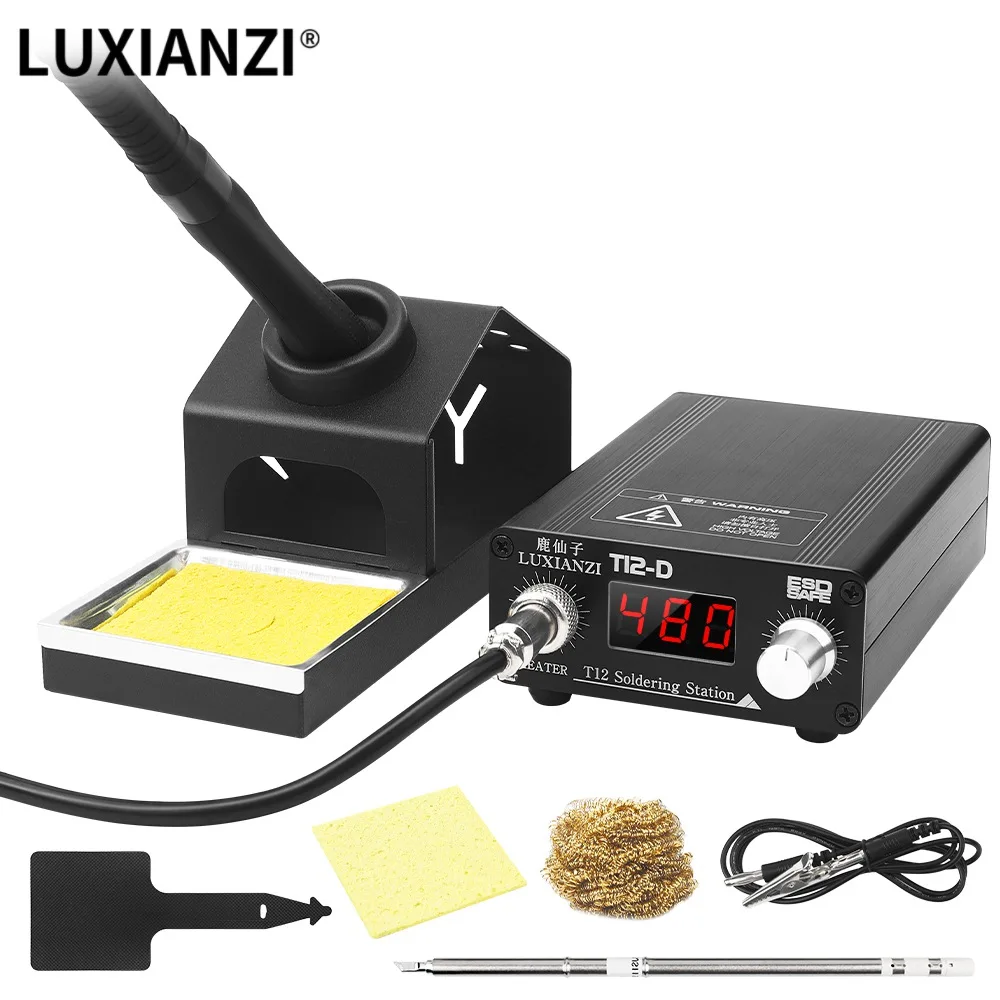 LUXIANZI Digital Display Soldering Station Set BGA PCB IC Repair SMD Rework Welding Tool Kit T12 Electronic soldering iron Tip