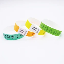 500 Pieces Custom Black Printed Tyvek Paper Wristbands Disposable Waterproof Dupont Bracelets Armband for Meeting Party Events