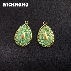 10pcs/bag 30MM Retro Patina Plated Zinc Alloy Green Big Water Drop Shape Charms Pendants For DIY Jewelry Accessories PJ010