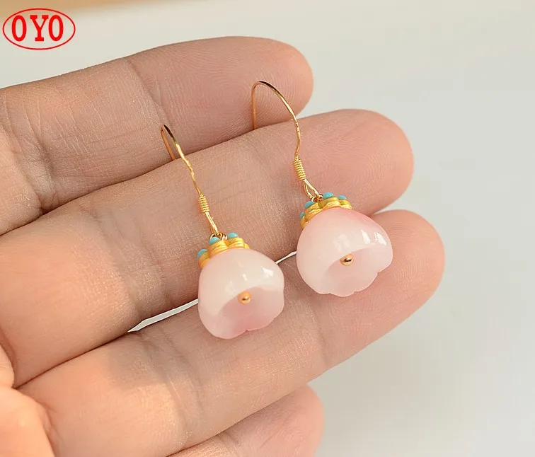 

925 sterling silver sweet vintage earrings pearl pink shell earrings new trendy earrings