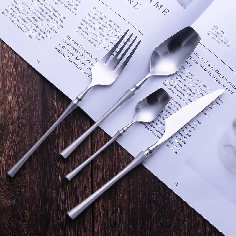 Stainless Steel Cutlery Set Spoon Fork Set Tableware Cutlery Silverware Western Silver Color Dinnerware Set Spoon Kitchen