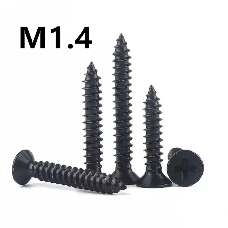 

1000PCS M1.4x4/5/6/8/10mm GB846 KA Black 304 Stainless steel flat head cross countersunk head self-tapping screw