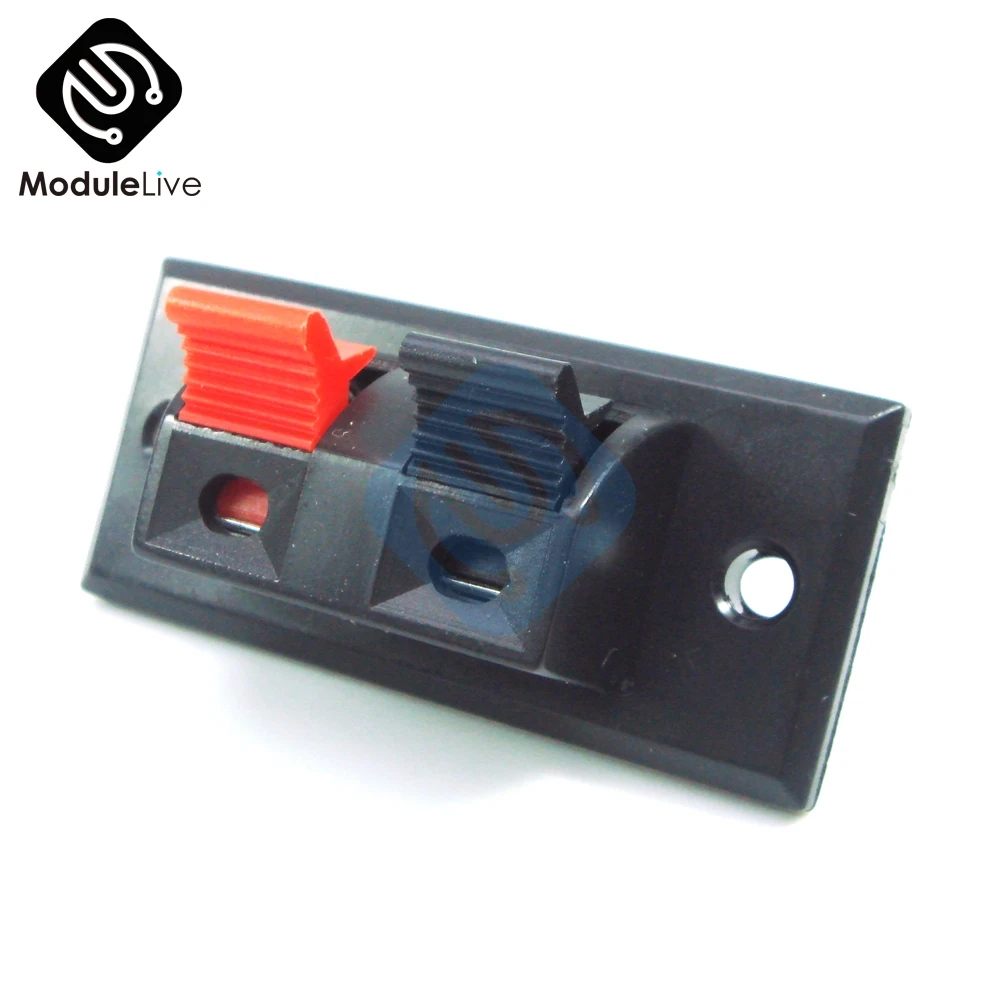 Placa de Conector de altavoz de 2 terminales, Conector de liberación de empuje de resorte de 2 vías, bloque de tira de terminales de altavoz, 2