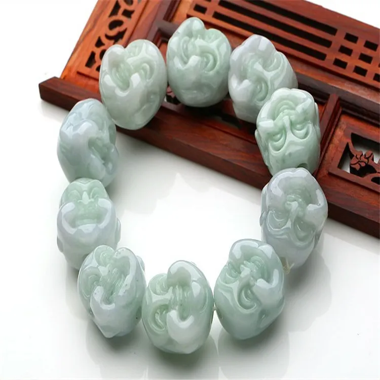 

Natural High Quality Myanmar Jade Buddha head Bracelet Jewelry Lucky Exorcise evil spirits Amulet Jade Bracele Fine Jewelry