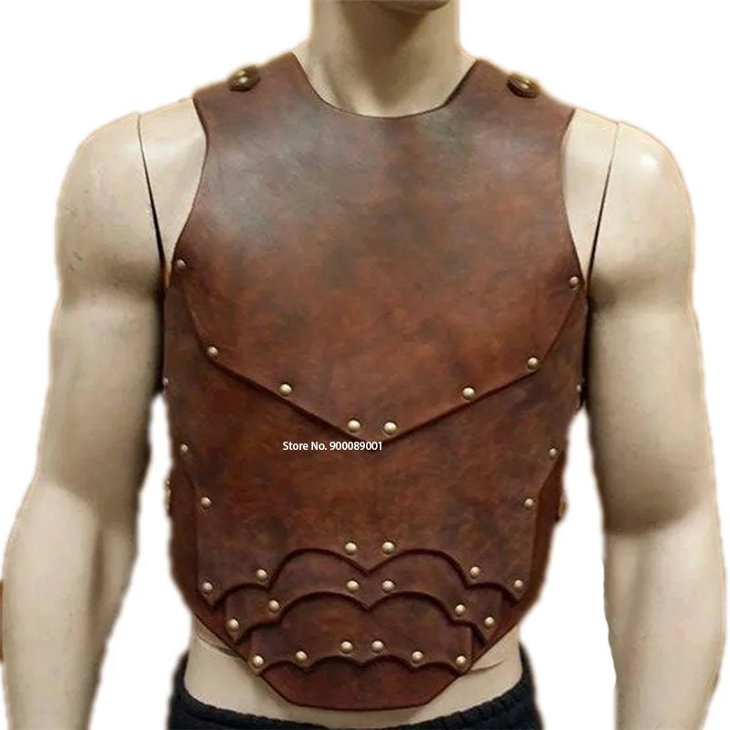 Steampunk Medieval Men Costume Armor Viking Samurai Warrior Knight Leather Harness Shoulder Pauldrons Vintage Battle Breastplate