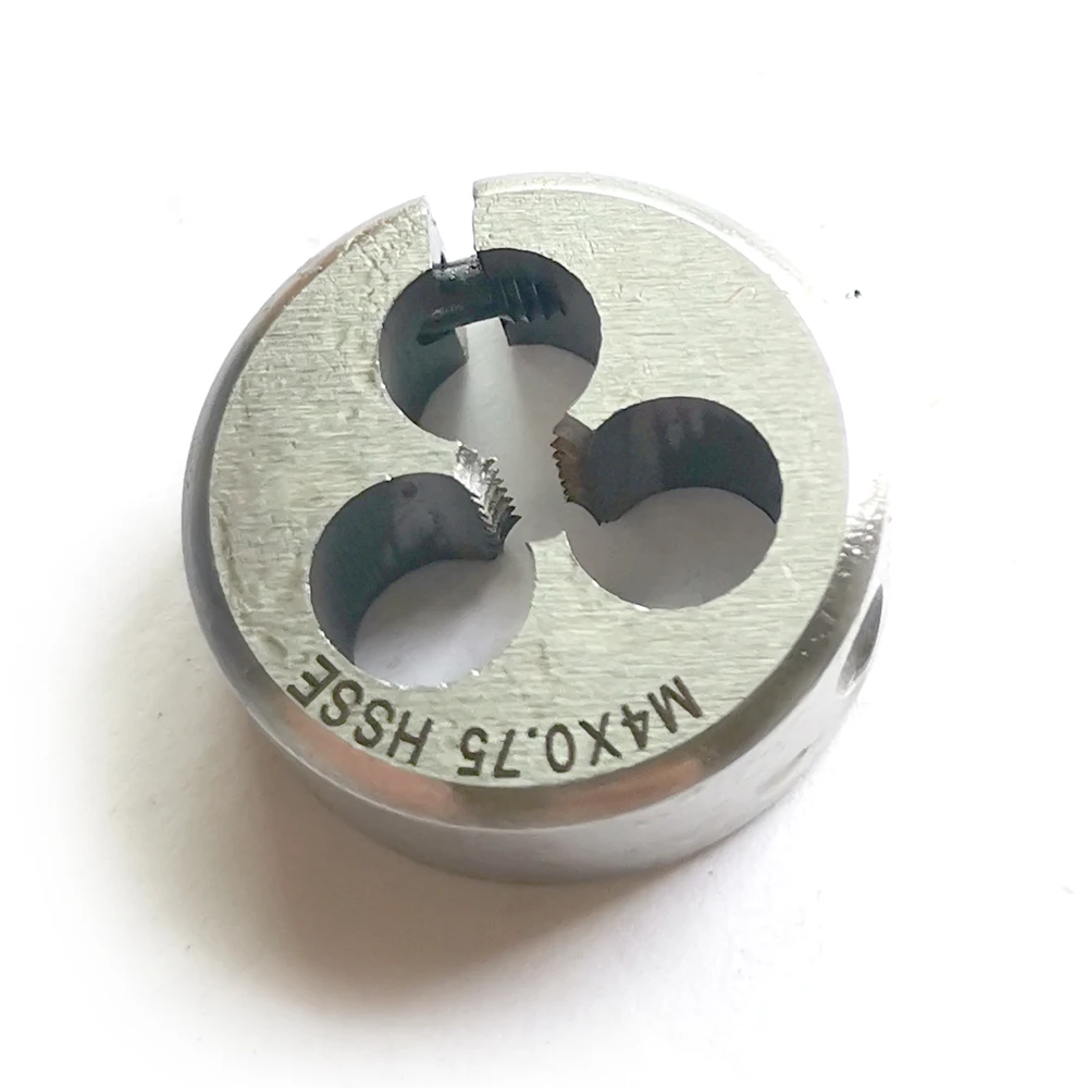 

High Quality HSSE Metric thread Round Split Dies M4 M4X0.75 M4X0.7 Fine Thread cutting Adjustable die M4X0.5 M4X0.35 HSS-CO