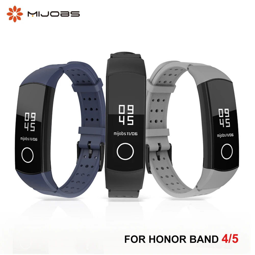 Silicone Bracelet For Honor Band 4 5 Sport Wristbands Strap  for Huawei Honor Band 5 4 Air hole TPU Anti-lost Sports Accessories