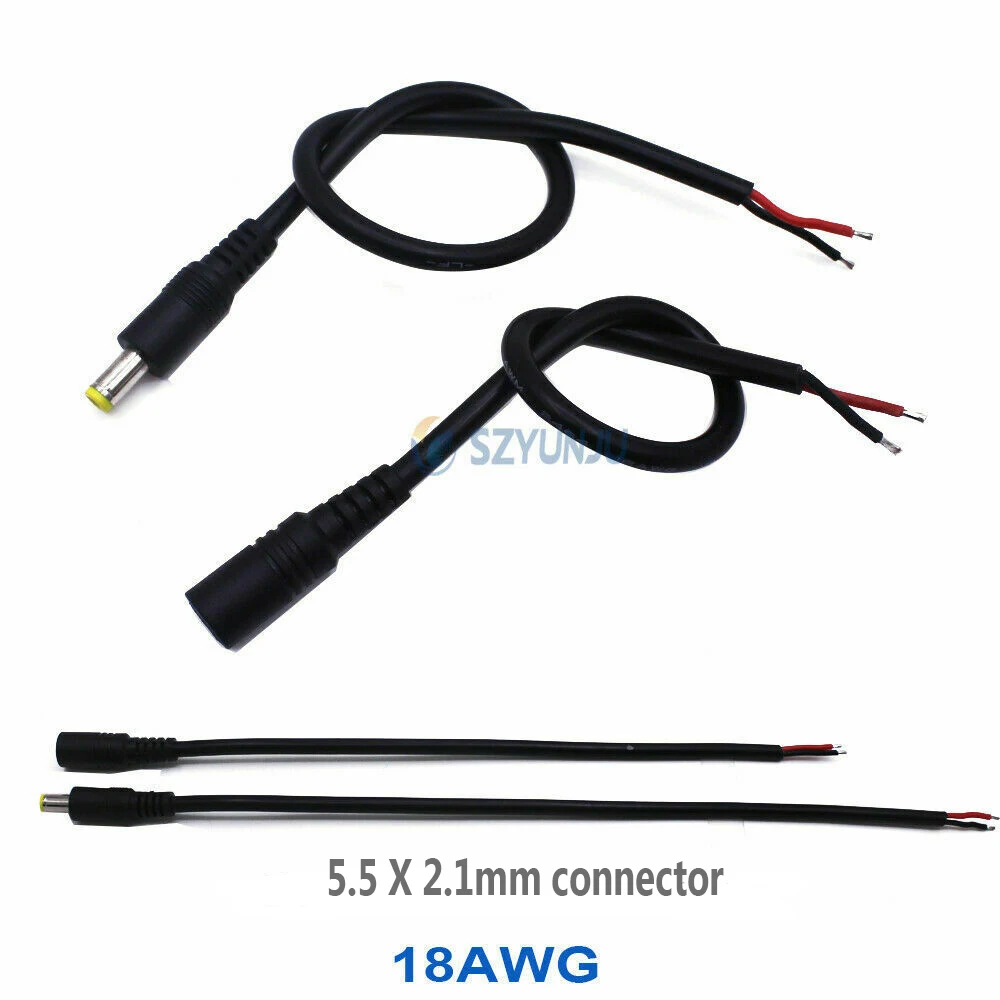 

20 шт. 18AWG 16AWG 0,75 мм 5050x3528 мм гнездовой/Штекерный разъем питания постоянного тока, кабель для светодиодной ленты 5630
