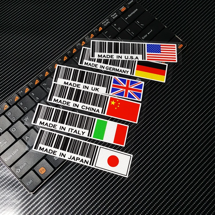 Made in Italy China  Germany USA Japan Russia bar code stickers funny vinyl  flag motorcycle sticker racing  helmet decals car